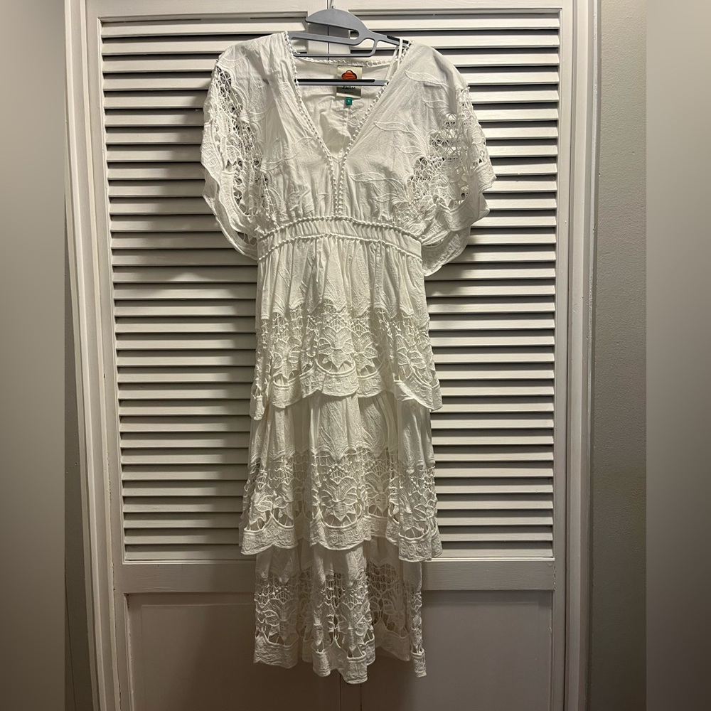 Farm Rio White Richelieu Midi Dress Small - Picture 3 of 10